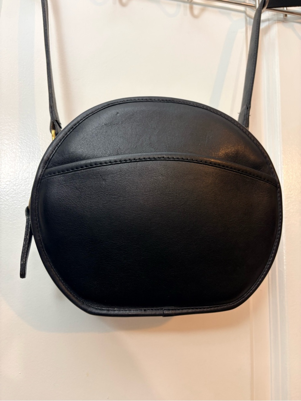 1992 Coach Black Leather Chester Canteen Crossbody Bag #2153 USA Made